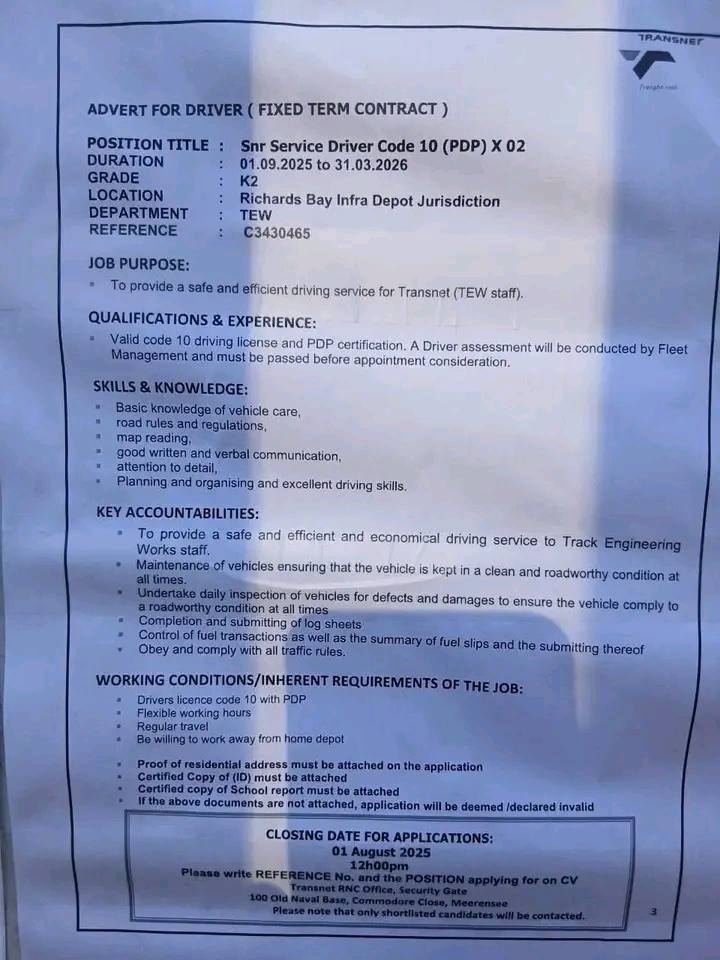 Mmereko Le Aus Dee (New Group) | TRANSNET IS HIRING | Facebook