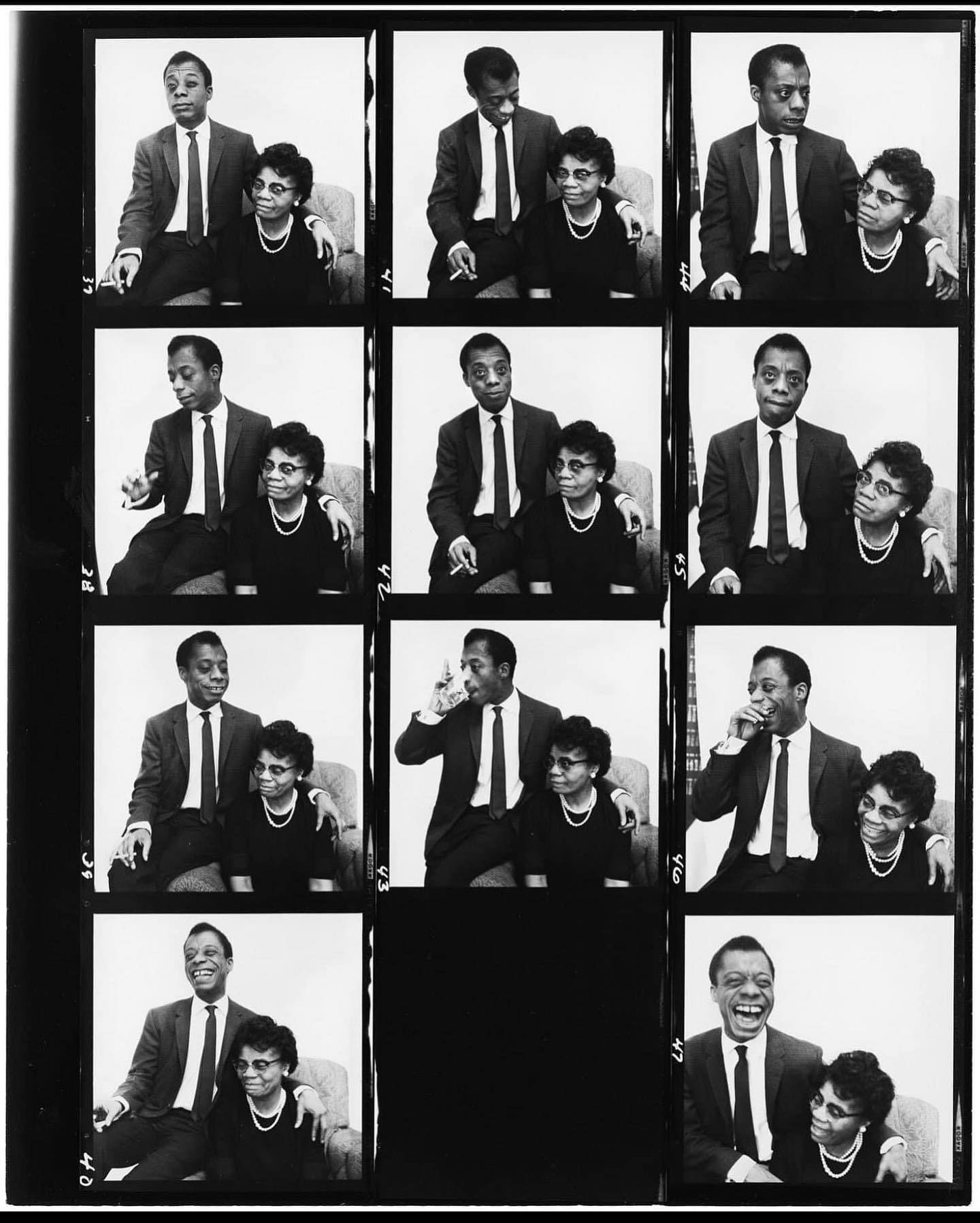 Richard Avedon contact sheet of James Baldwin with his mother Emma