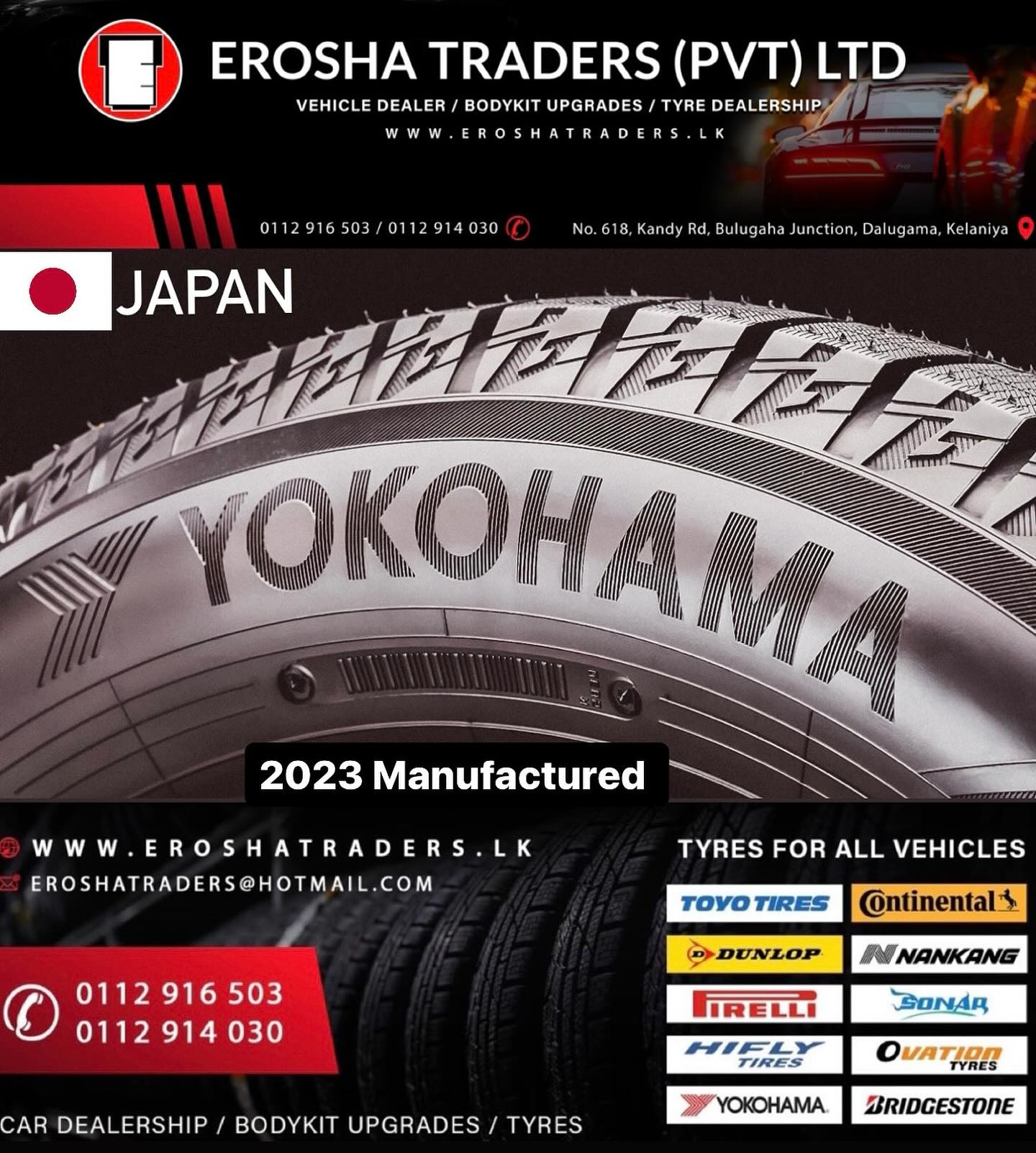 MASSIVE DISCOUNTS ON YOKOHAMA JAPAN (Only made in Japan Tyres 