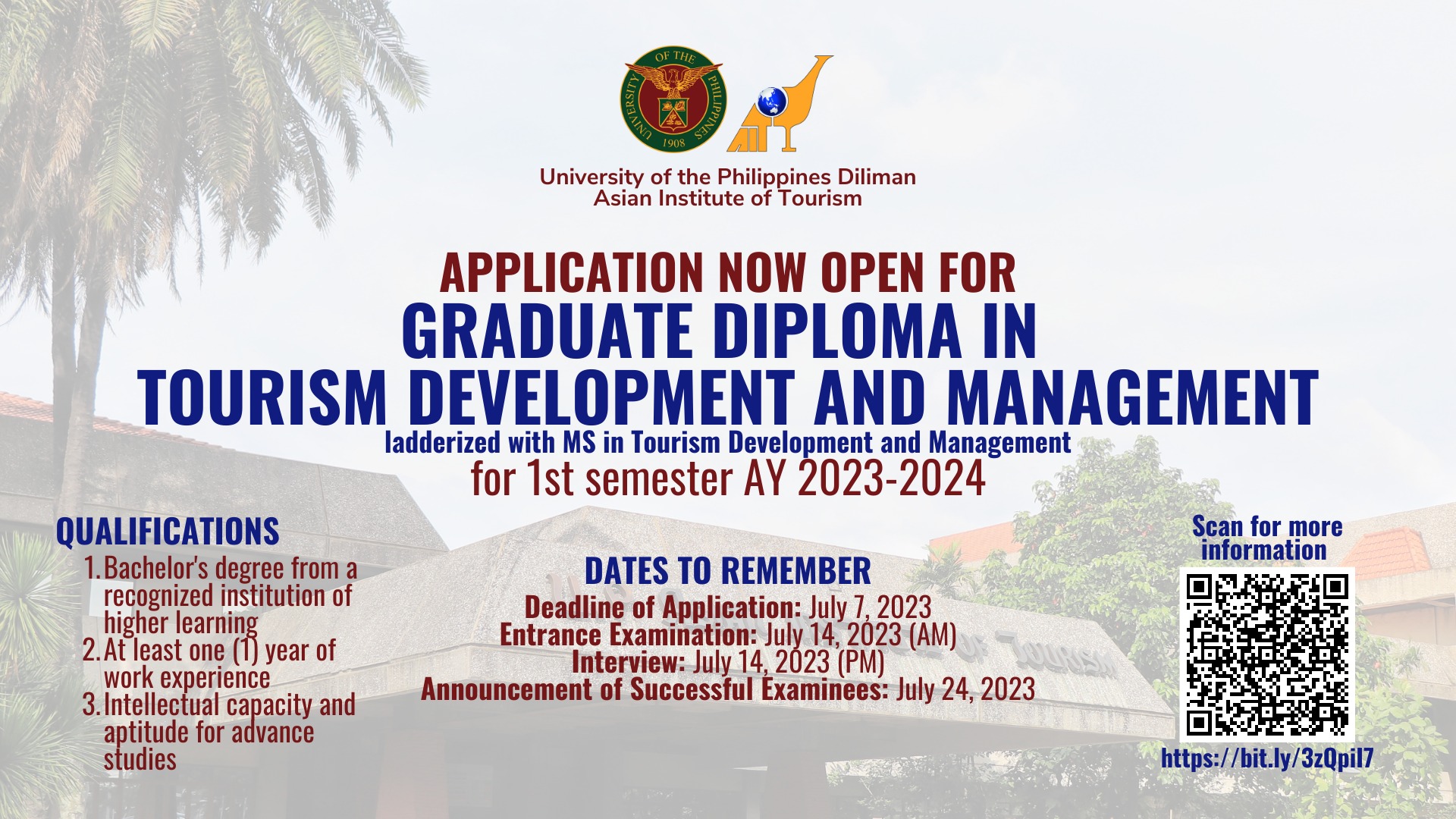 UP - [ANNOUNCEMENT] The application for the Graduate Diploma in Tourism ...