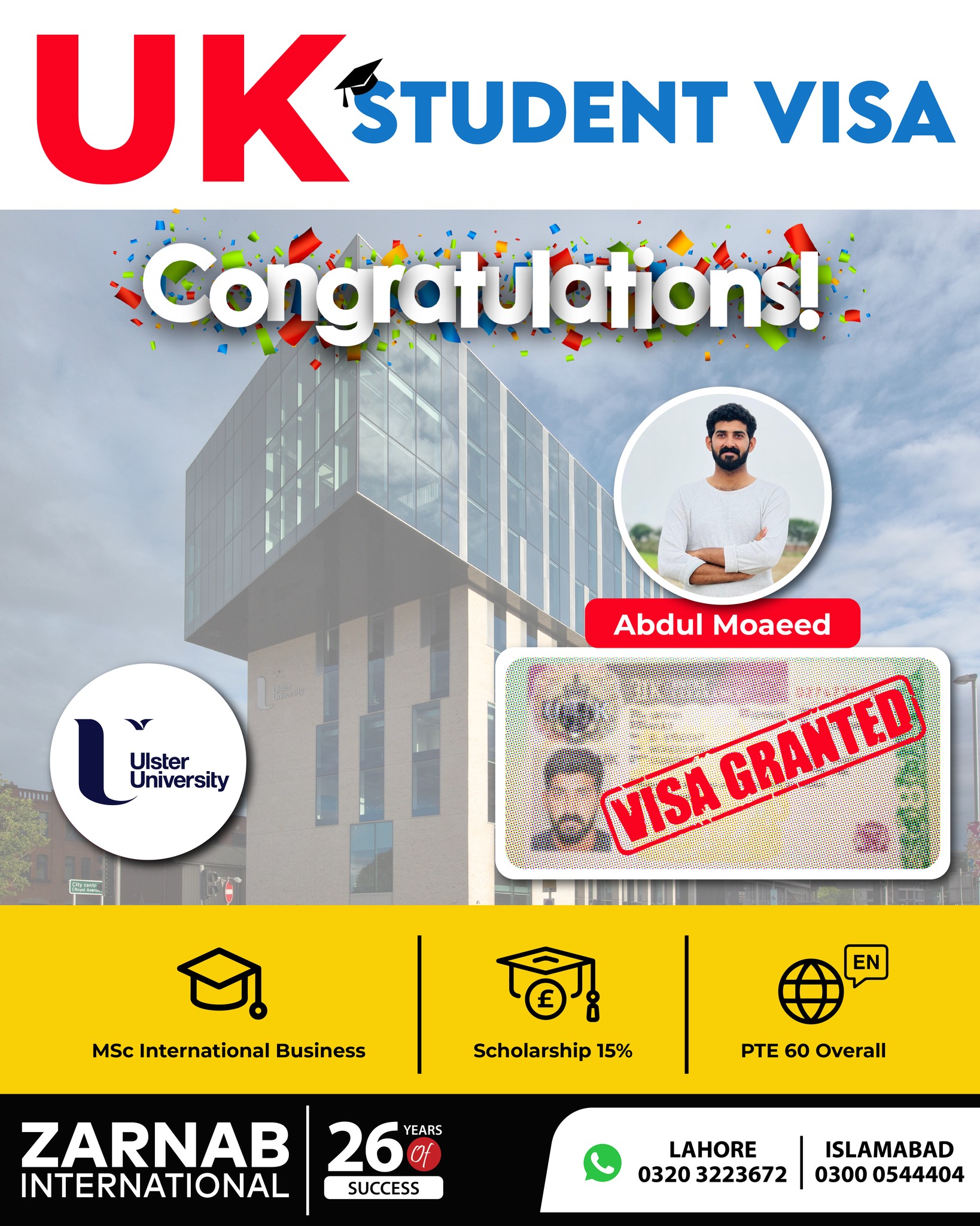 Zarnab - Congratulations! 🎉 𝗥𝗶𝗱𝗮 𝗙𝗮𝗶𝘀𝗮𝗹 for getting 𝗨𝗞 𝗦𝘁𝘂𝗱𝗲𝗻𝘁 𝗩𝗶𝘀𝗮 to ...