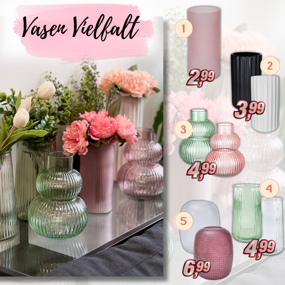 Bei uns gibt es Vasen für jeden Geschmack 😍. 1, 2, 3, 4 oder 5