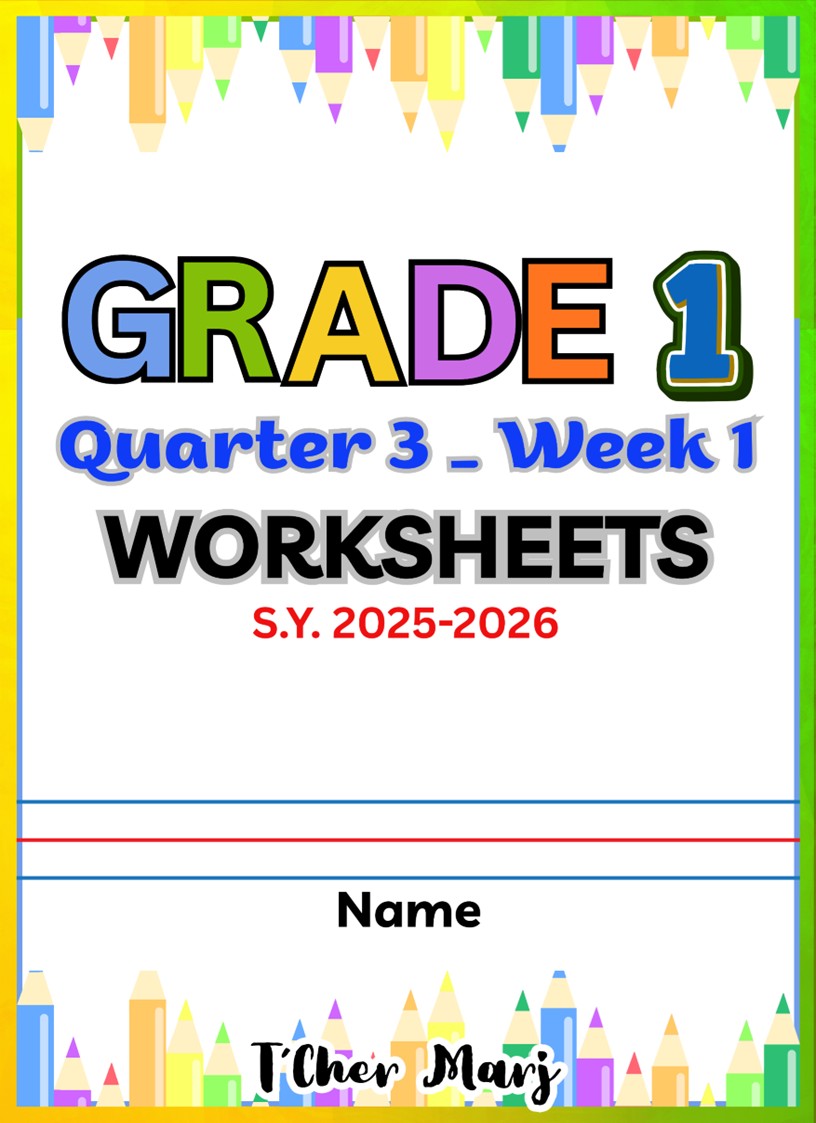 Grade 1 | Grade 1 Q1 Week 3 Worksheets/ Weekly test Booklet # ...