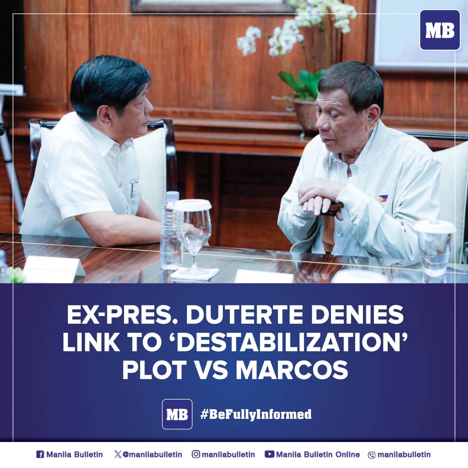 MANILA - Former president Rodrigo Duterte denied allegations that he’s ...