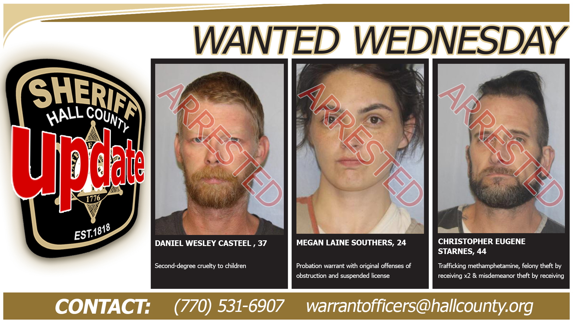 𝗨𝗣𝗗𝗔𝗧𝗘 – In the past... - Hall County Sheriff's Office | Facebook