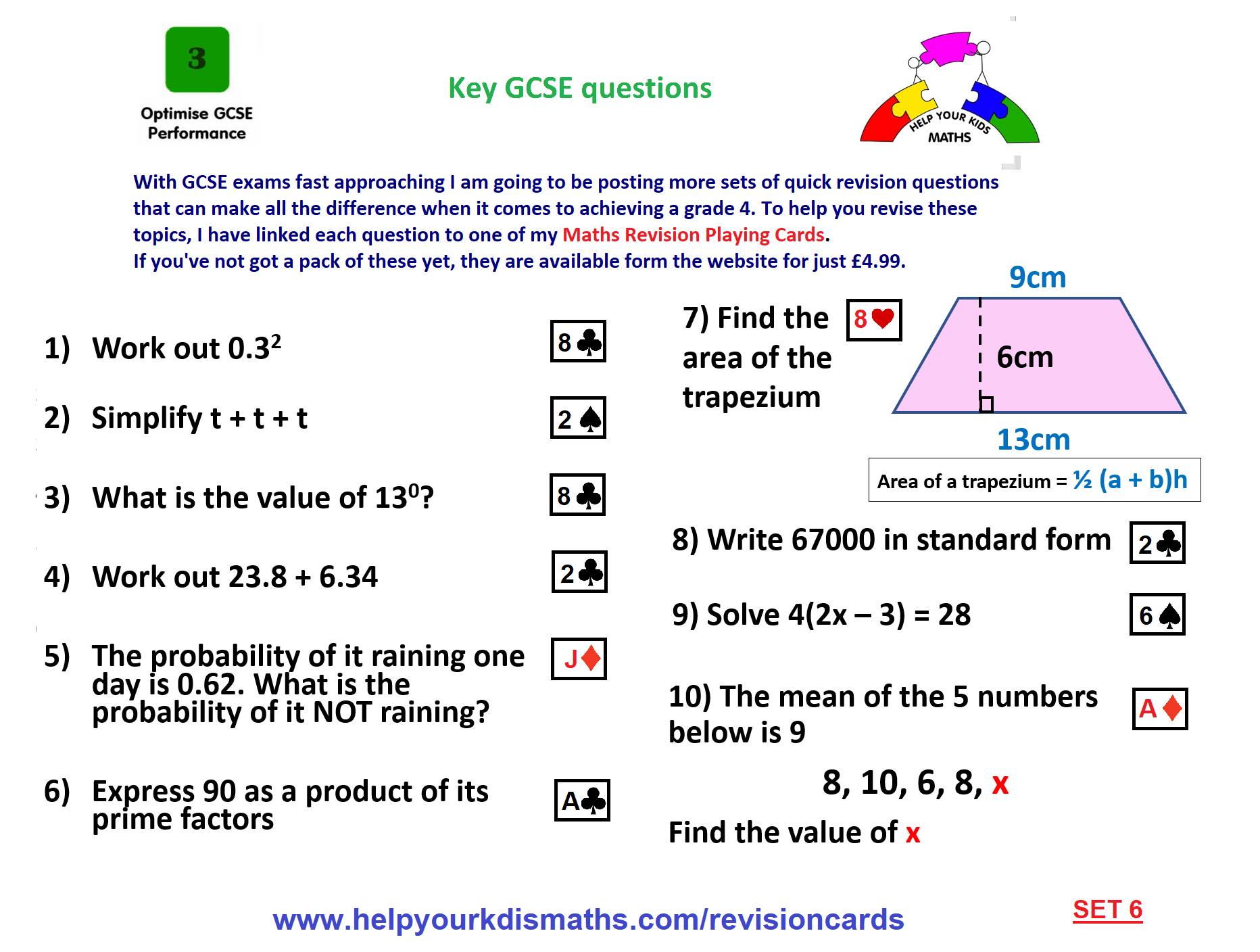 GCSE KEY QUESTIONS - SET 6 Please... - Help Your Kids Maths | Facebook
