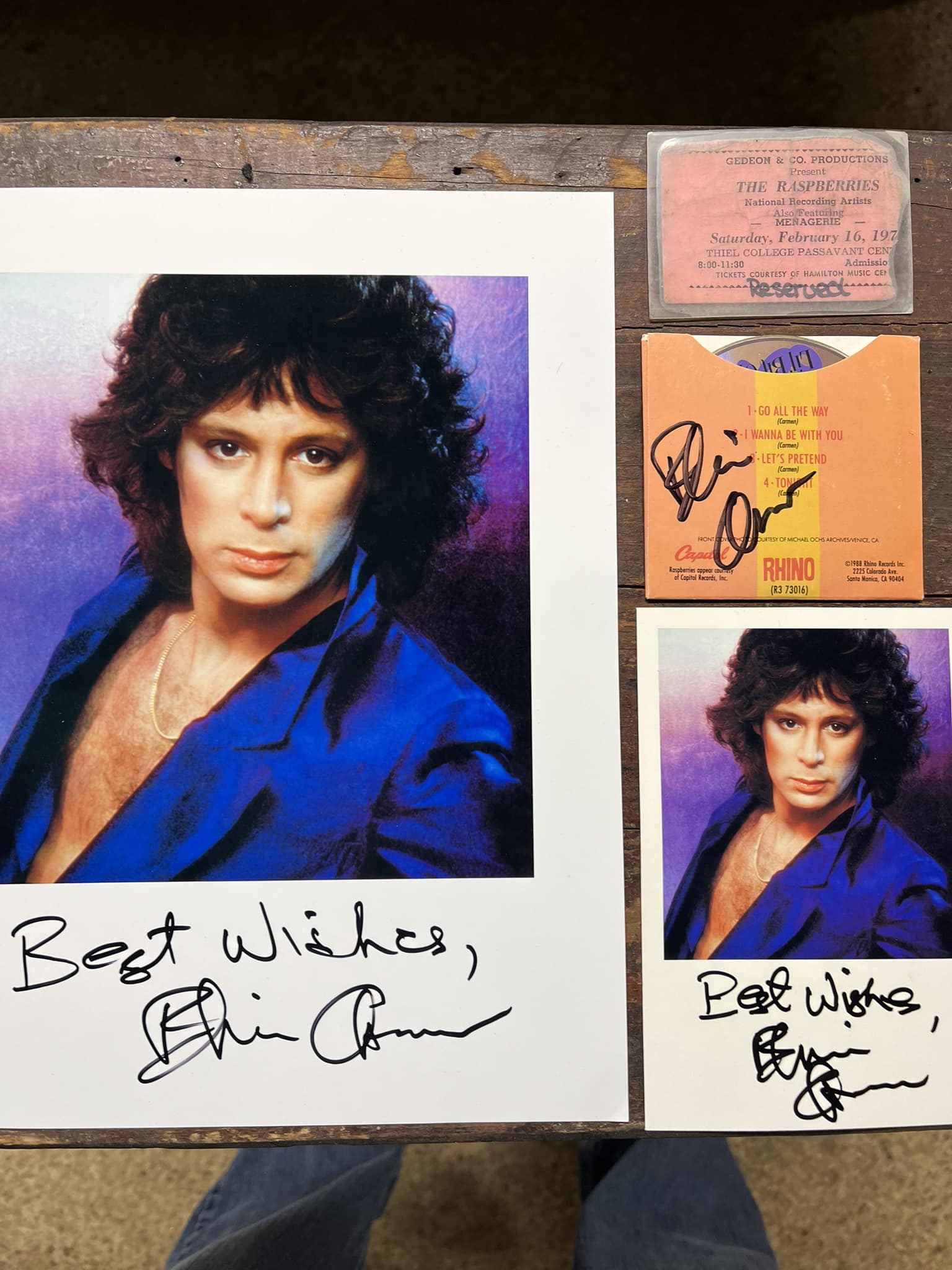Sharing my autographs and my 1974 Raspberries Concert ticket stub