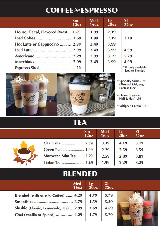 Menus are in place, new items are... - Black Maple Coffee