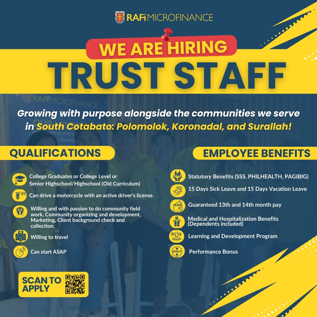 𝐖𝐄 𝐀𝐑𝐄 𝐇𝐈𝐑𝐈𝐍𝐆 𝐓𝐑𝐔𝐒𝐓 𝐒𝐓𝐀𝐅𝐅 | 𝐅𝐎𝐑 𝐒𝐎𝐔𝐓𝐇... - RAFI MFI Careers | Facebook