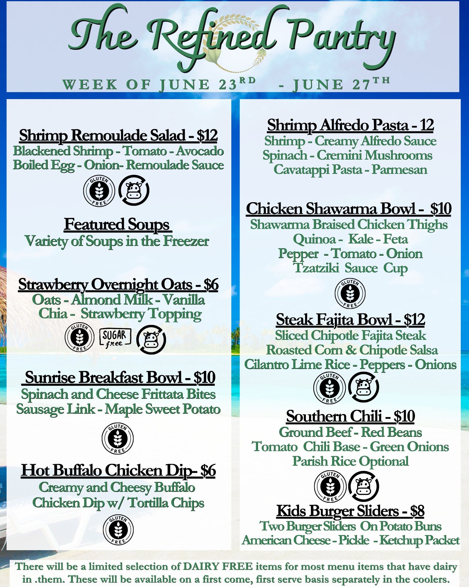 New Menu out for next week! Come... - The Refined Pantry | Facebook