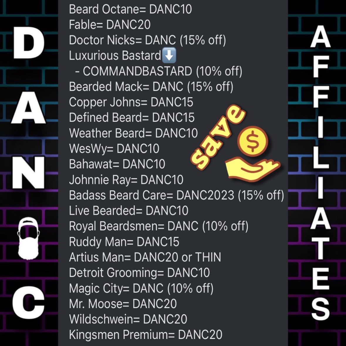Dan C Bearded - My affiliate discount codes! When you use... | Facebook
