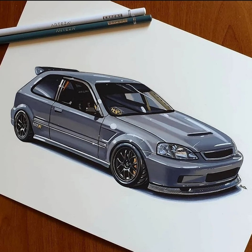 Honda Civic Type R - Car Drawing by Floridi Diego | Facebook