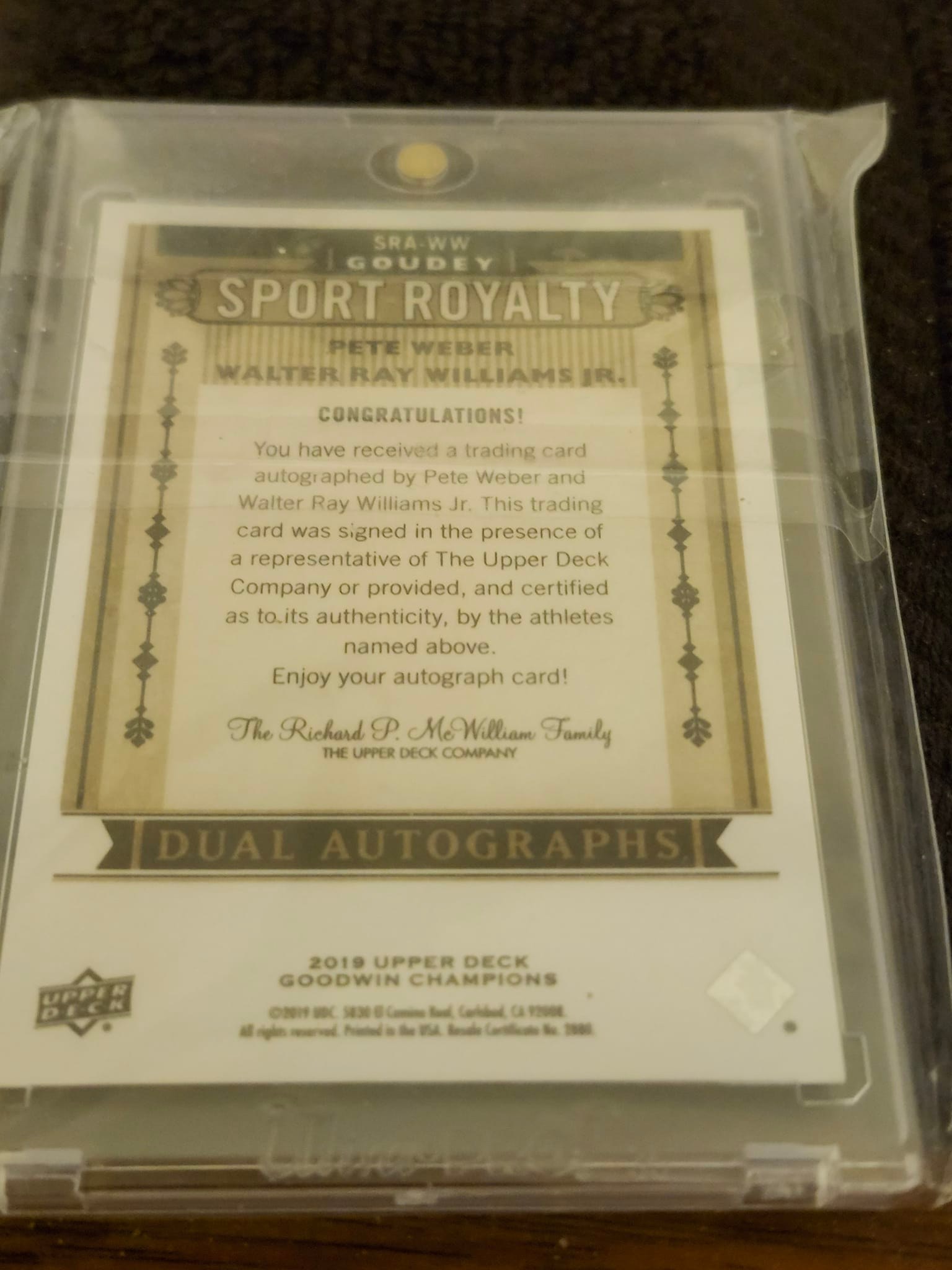 Rare Upper Deck dual auto WRW autograph card