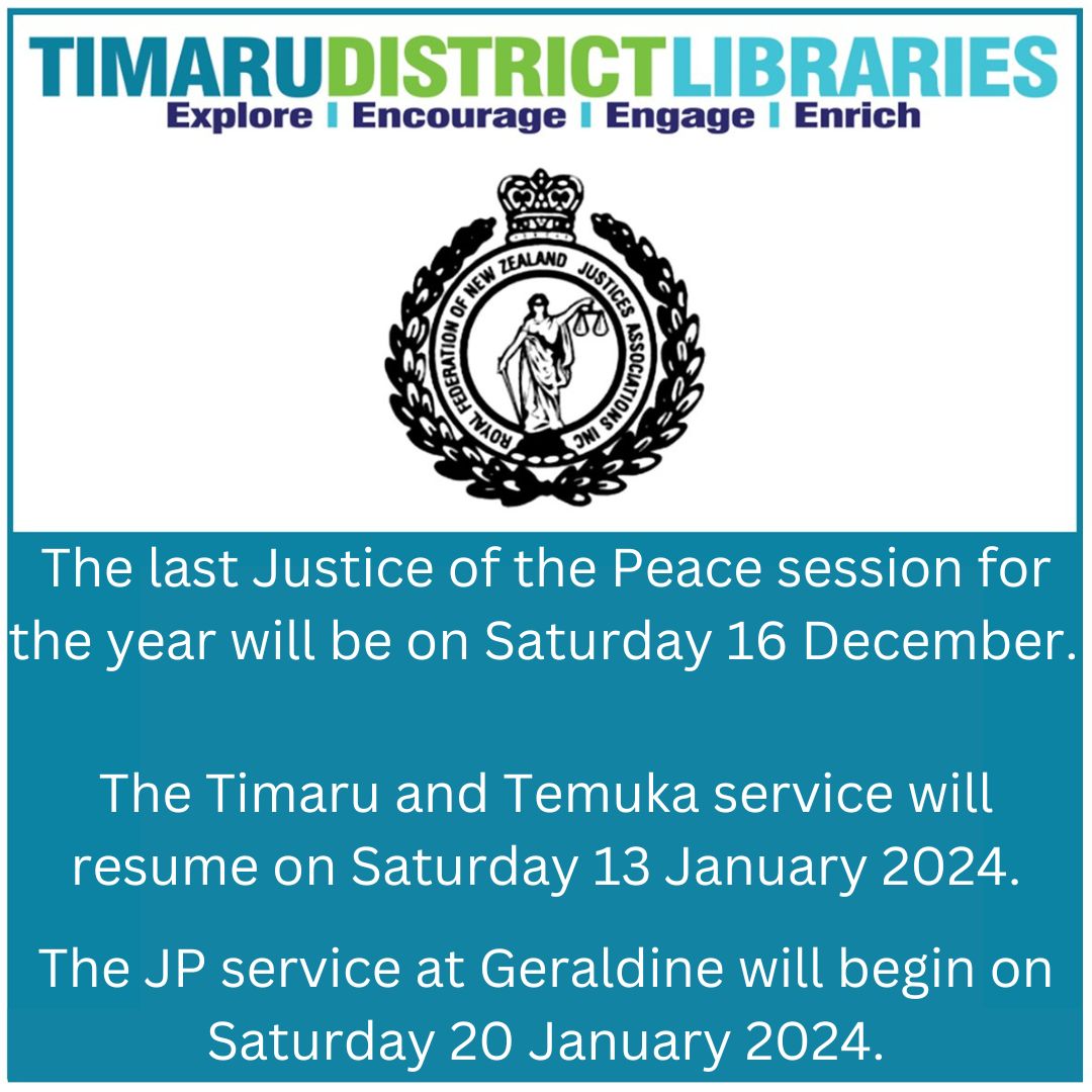 Here are the dates for the... - Timaru District Libraries | Facebook