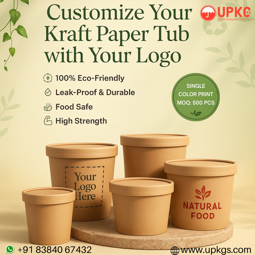UPKGs - 🥣 Customize Your Kraft Paper Tub with Your Logo!... | Facebook
