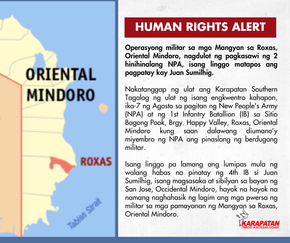 Karapatan - HUMAN RIGHTS ALERT! Operasyong militar sa mga Mangyan sa ...