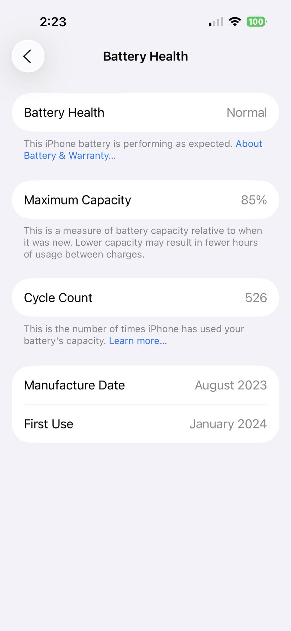 iPhone 15 1 year 1/2 later it