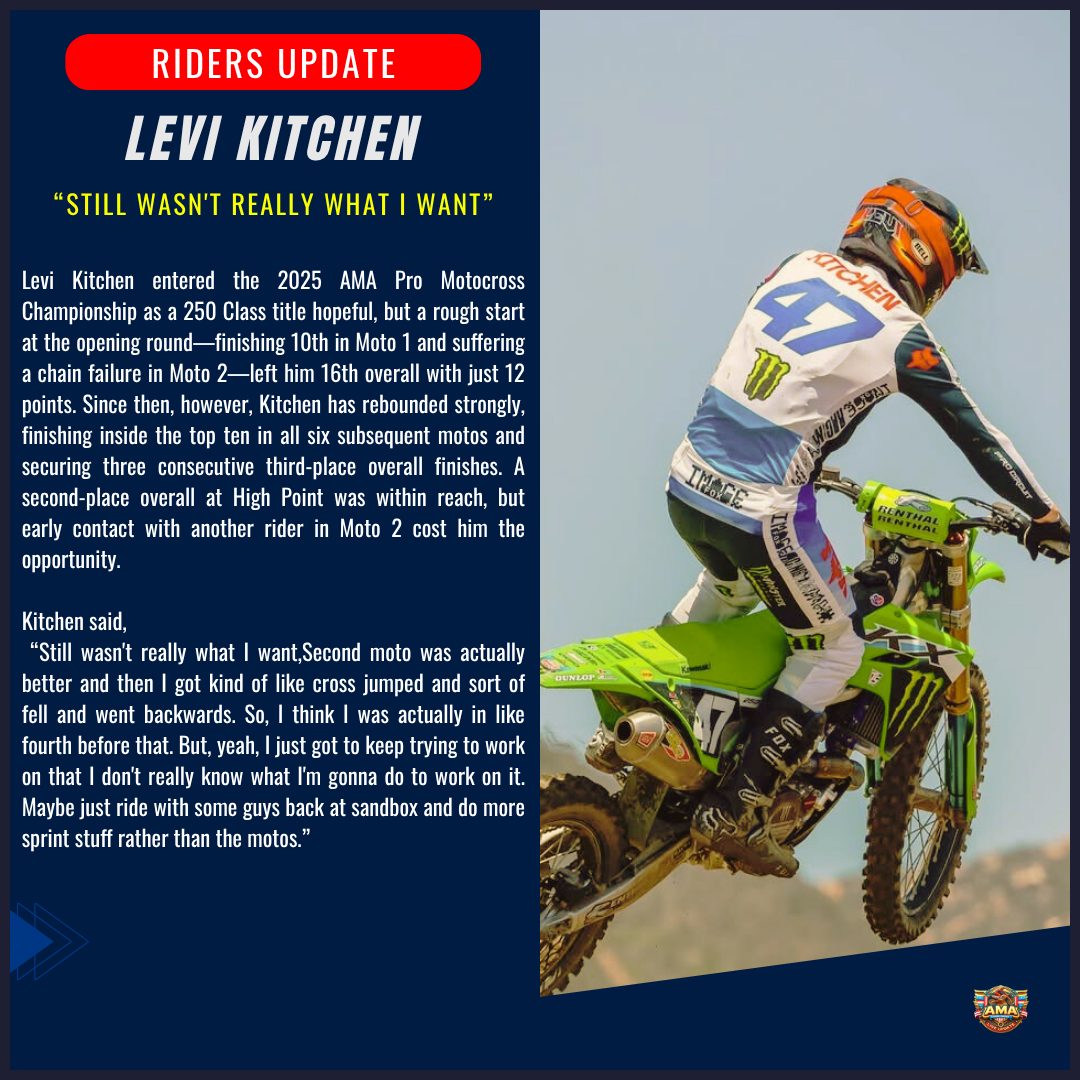 AMA Supercross Live Update | Levi Kitchen entered the 2025 AMA Pro ...