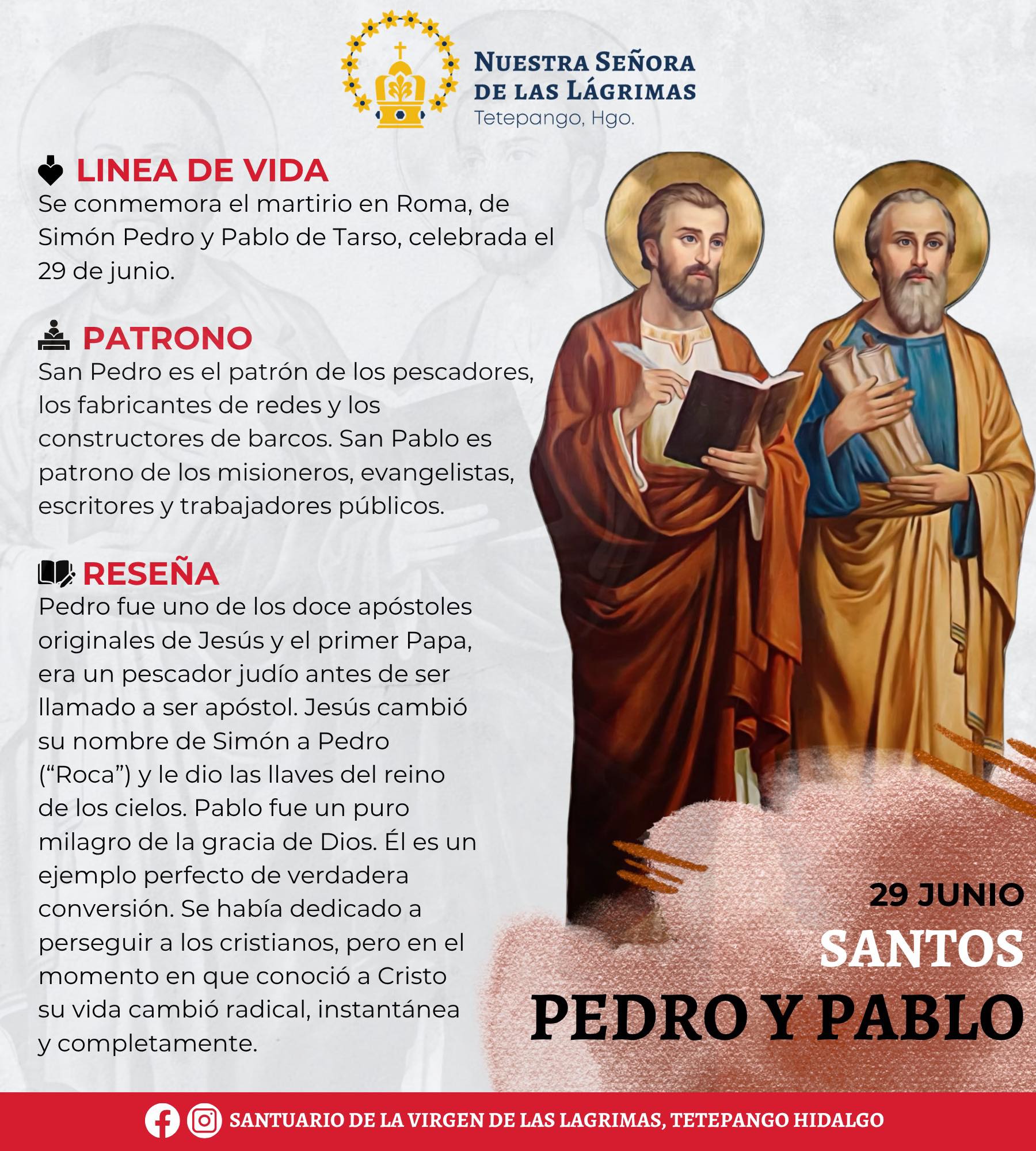 Santuario - SAN PEDRO Y PABLO APÓSTOLES 🕊️ La fiesta de San Pedro y San ...