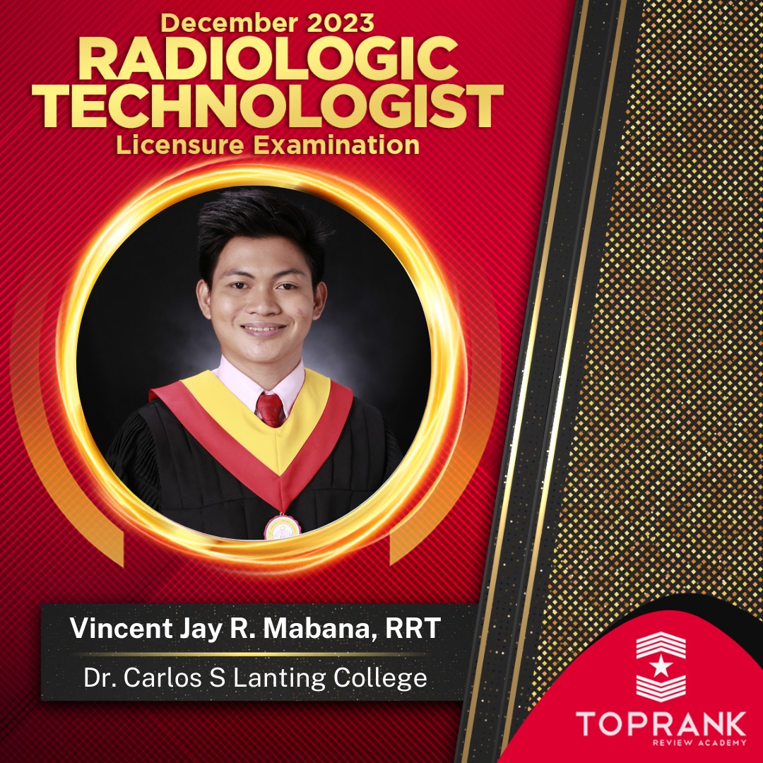 TopRank - Congratulations to Vincent Jay R. Mabana, RRT from Dr. Carlos ...