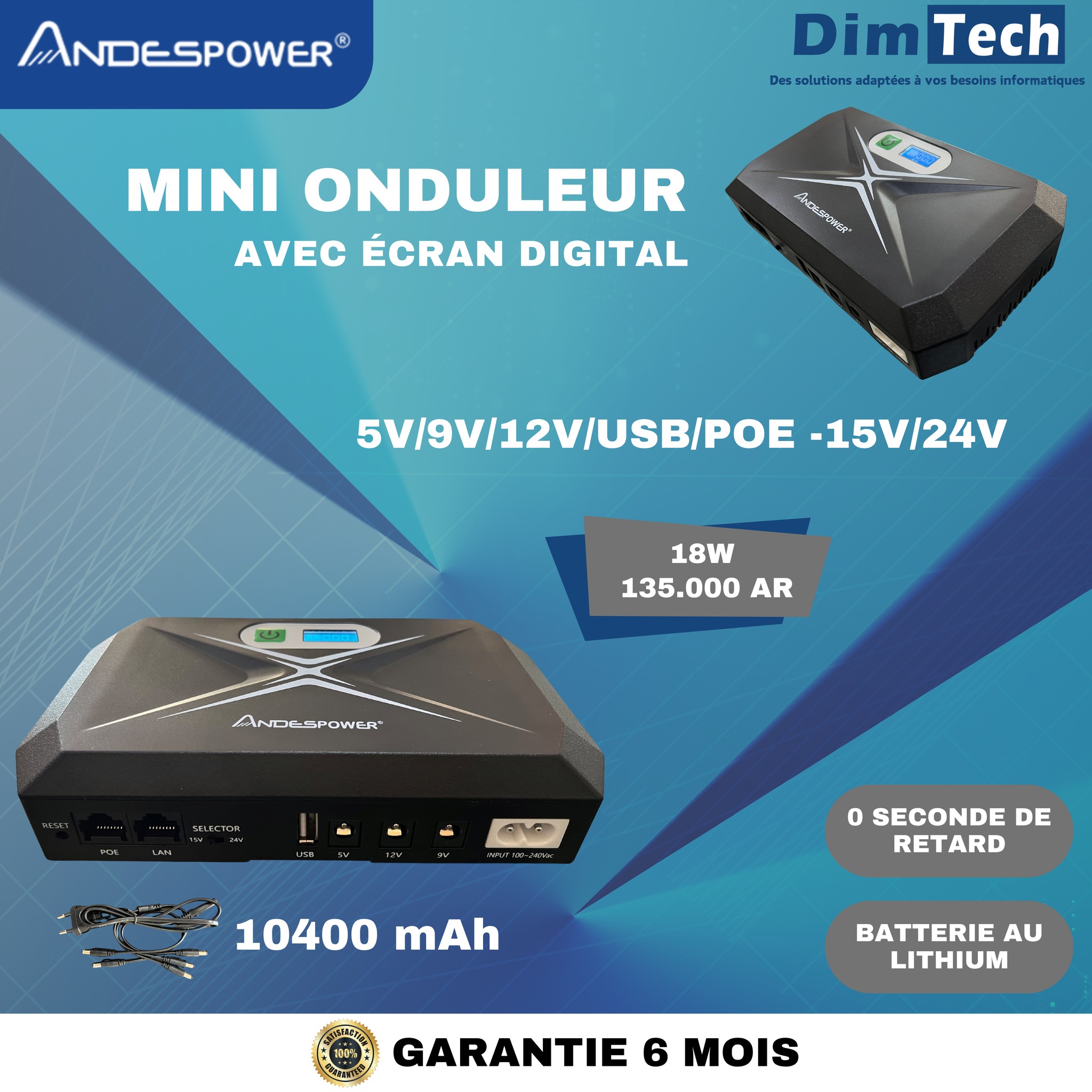 DimTech - 🔹MINI DC UPS avec écran digital-18W 135,000 AR Modèle de ...
