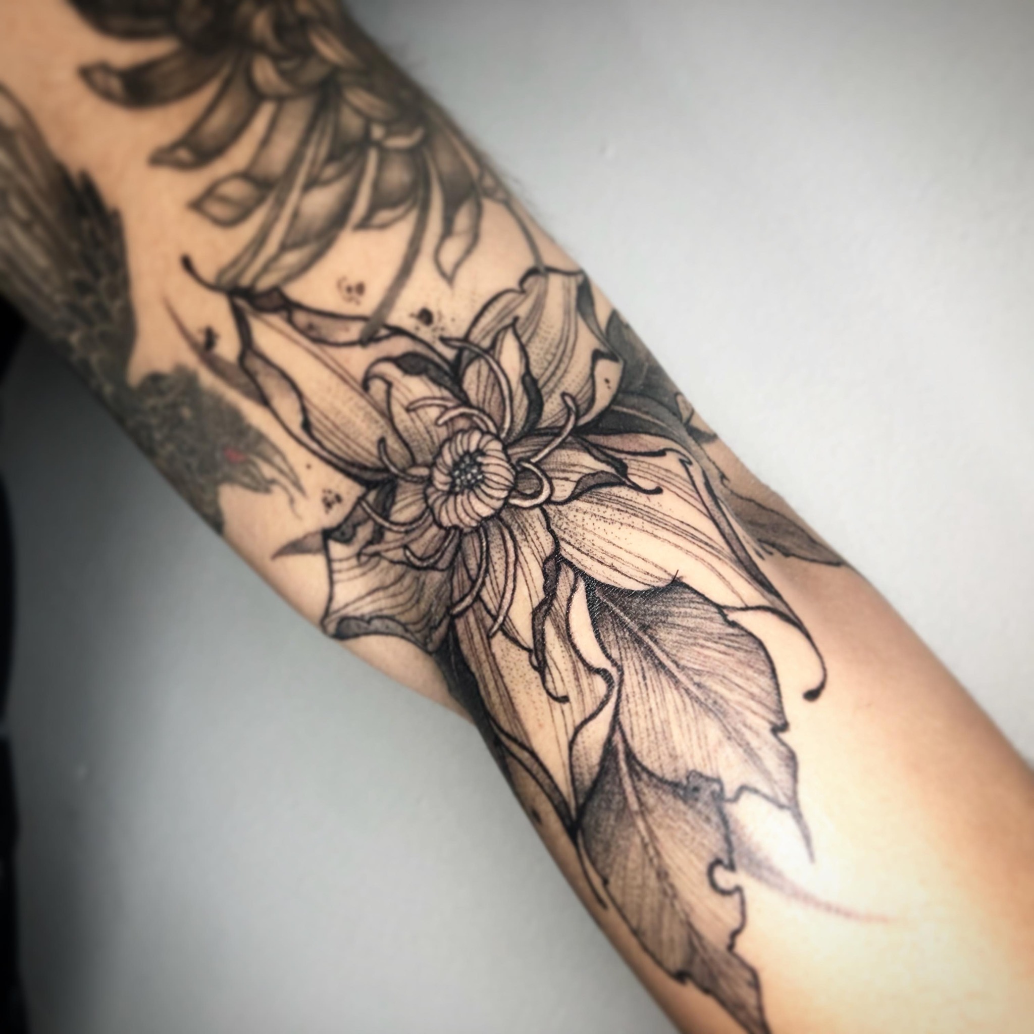 Personalized flower tattoo, a delicate design.