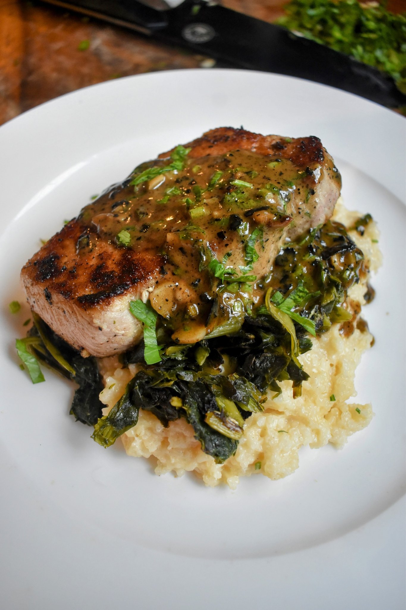 Southrngritskitchen - Sweet-Tea Brined Boneless Chops|Pan Fried Turnip ...