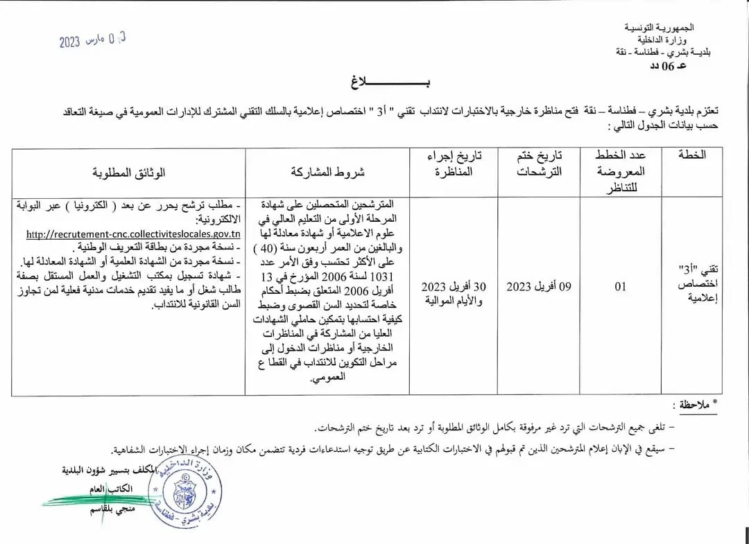 Concours 2025 🇹🇳 مناظرات تونسية | ولاية ڨبلي : بلدية بشري - فطناسة ...