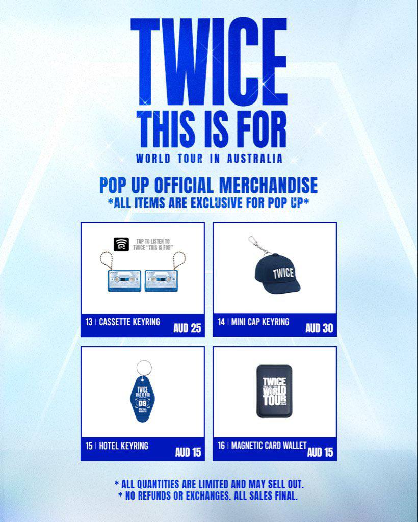 Official merch of the THIS IS FOR WORLD TOUR's Australia Pop-Up