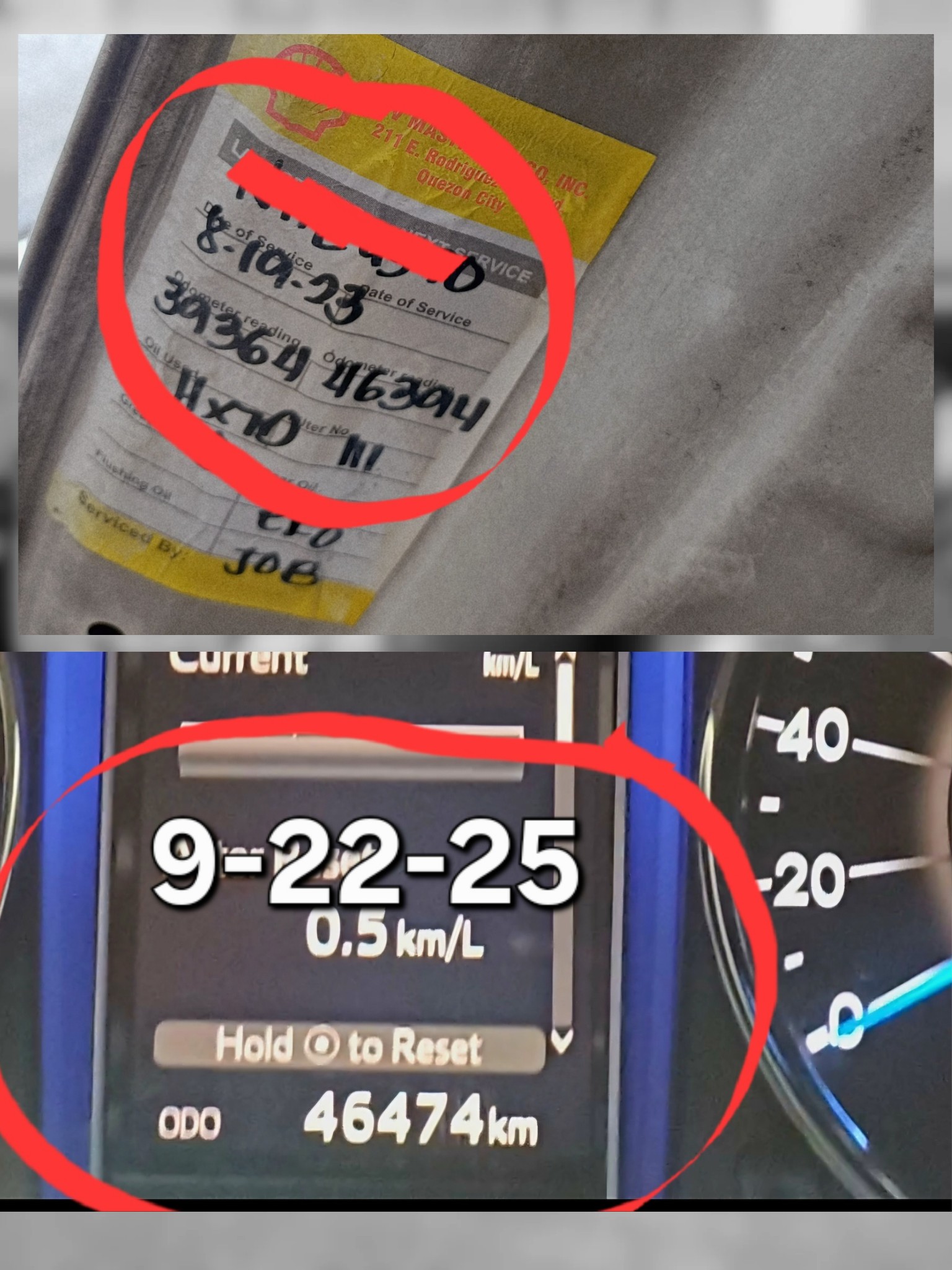 14 - May naiwan sticker from Aug. 19 2023 odometer reading vs. Cluster ...