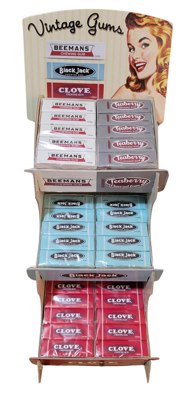 Vintage gums like Beemans, Blackjack, and Clove still available