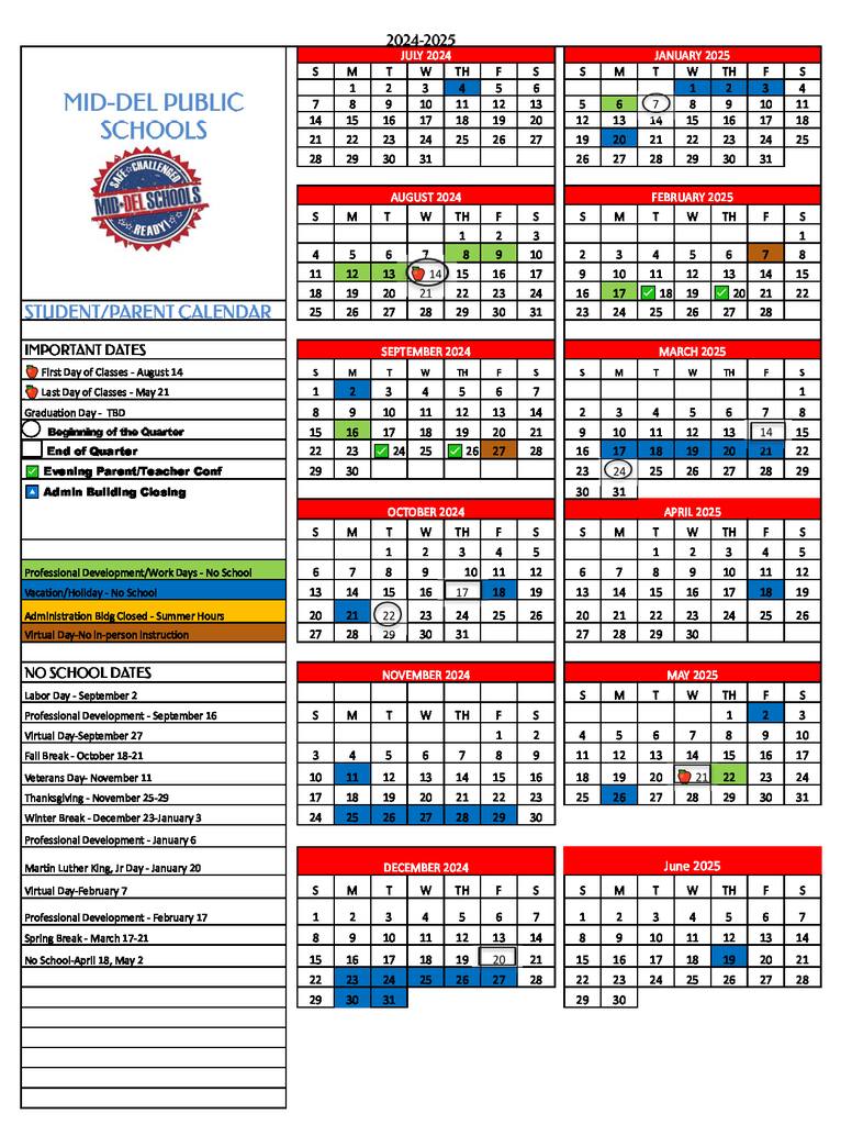 Mid-Del - Mid-Del's 2024-2025 District Calendar was approved at the ...