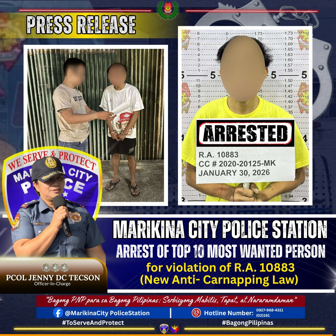 MarikinaCity - “𝐒𝐭𝐚𝐭𝐢𝐨𝐧 𝐍𝐨. 𝟏𝟎 𝐌𝐨𝐬𝐭 𝐖𝐚𝐧𝐭𝐞𝐝 𝐀𝐫𝐫𝐞𝐬𝐭𝐞𝐝 𝐟𝐨𝐫 𝐂𝐚𝐫𝐧𝐚𝐩𝐩𝐢𝐧𝐠 𝐢𝐧 ...