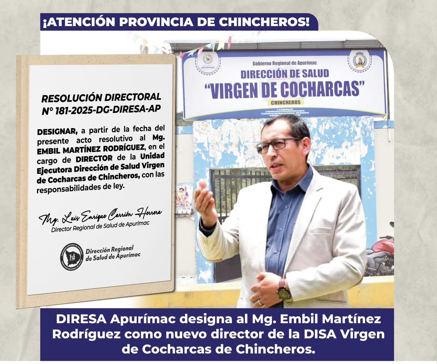 Portada.pe - #Chincheros #Apurímac | Designan a nuevo director en la ...