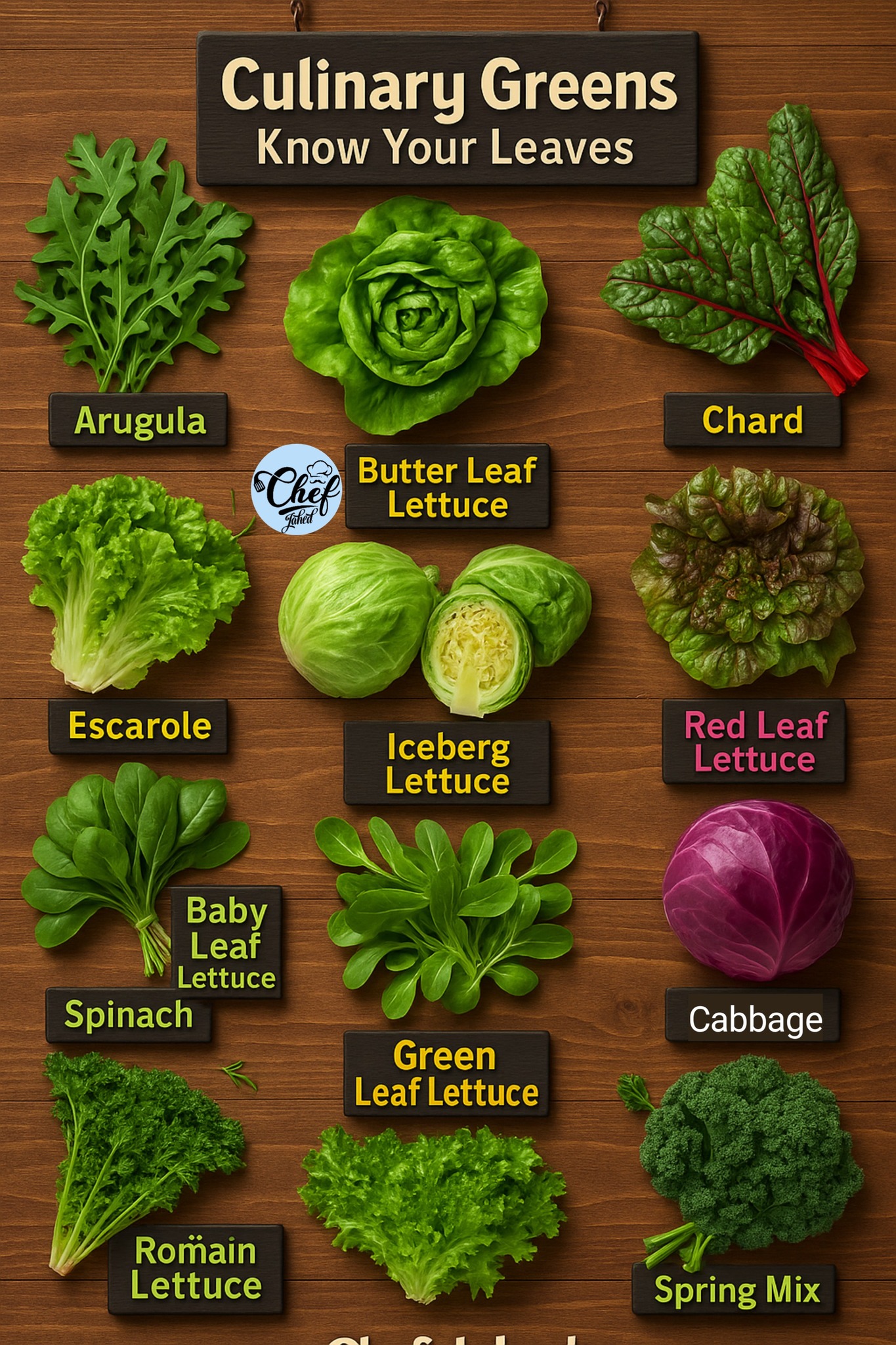 Chef - Culinary Greens Know Your Leaves Arugula Butter Leaf Lettuce ...