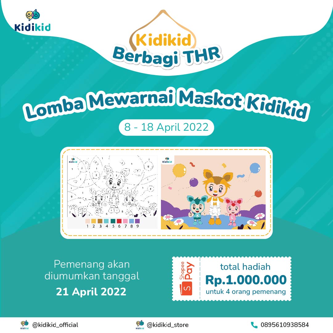 Kidikid - KIDIKID BAGI-BAGI THR 😍 LOMBA MEWARNAI MASKOT KIDIKID Bulan ...