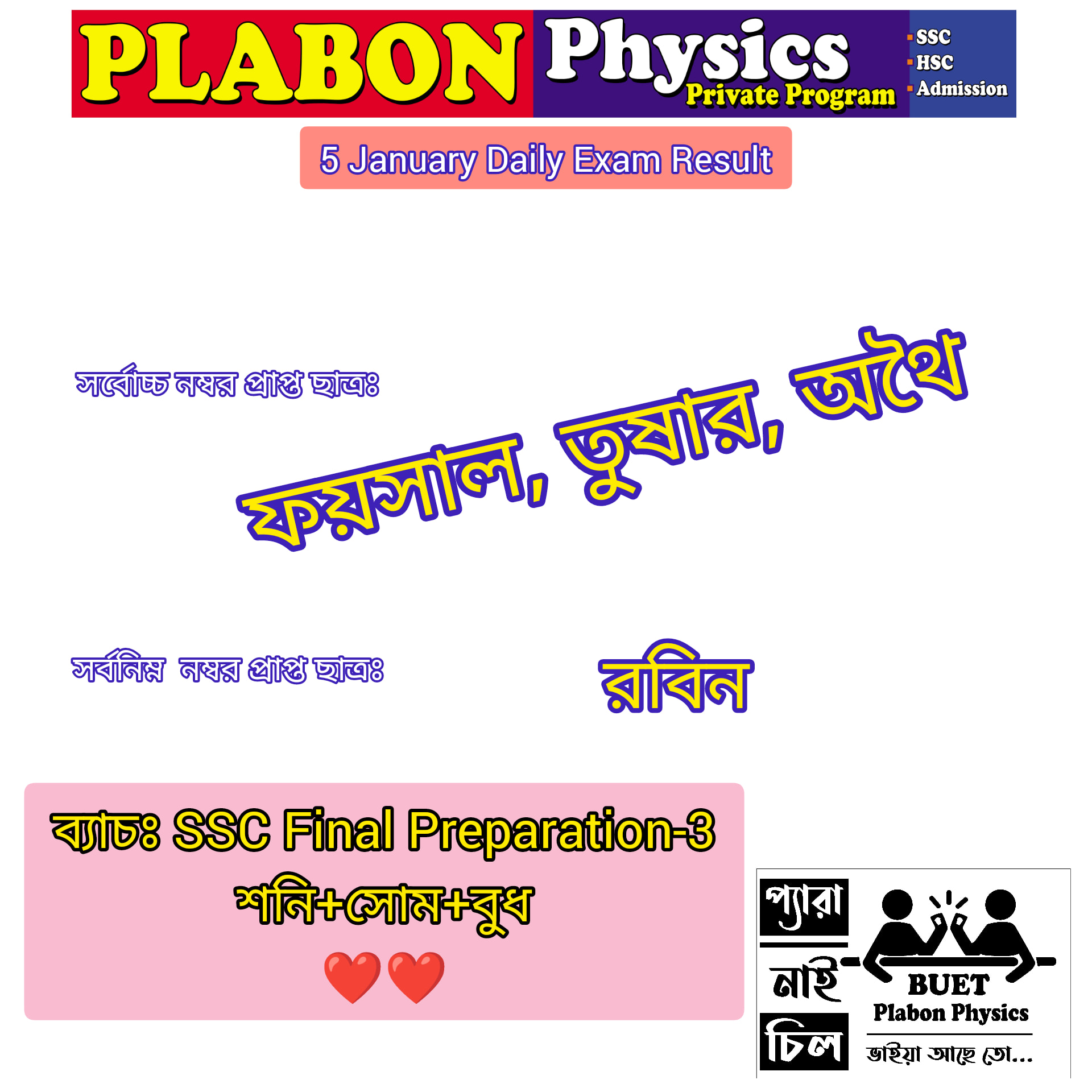 Plabon Physics - BUETian - SSC Final Preparation Batch-3 এর Daily Exam ...