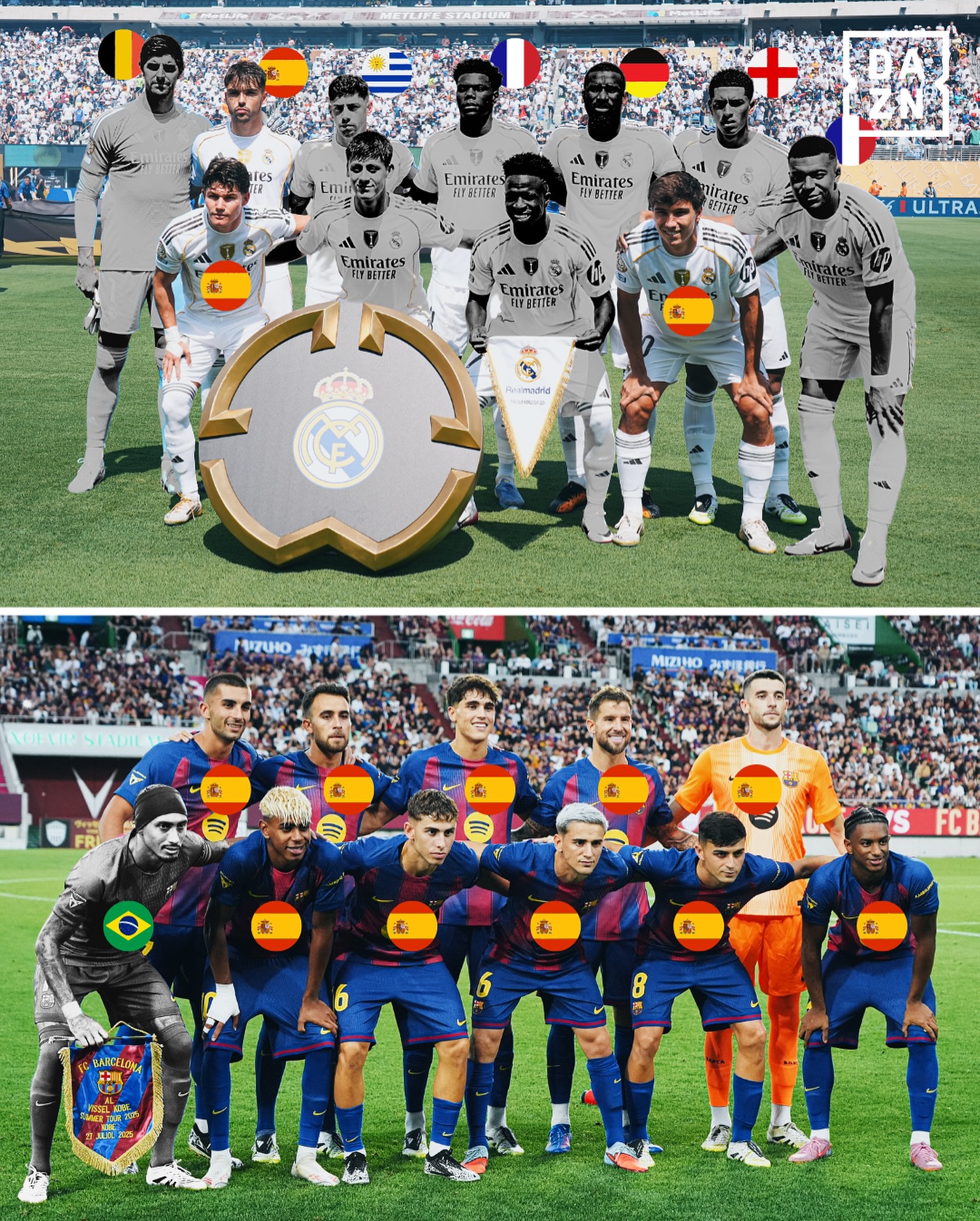 DAZN - Barça: 10 Spaniards in preseason Madrid: 3 in a CWC final Sure ...