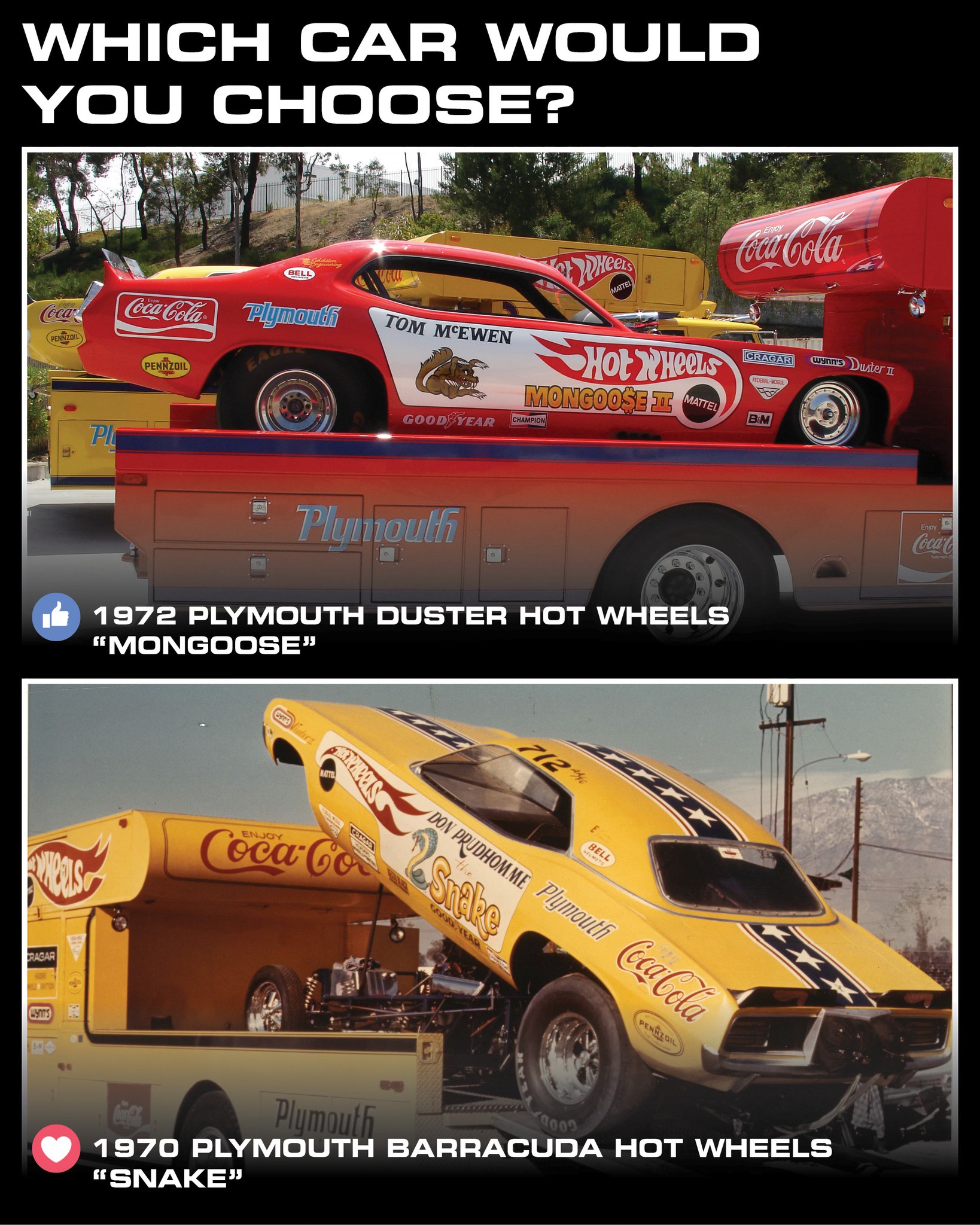 Hot Wheels Hall of Fame Snake and Mongoose cars for sale