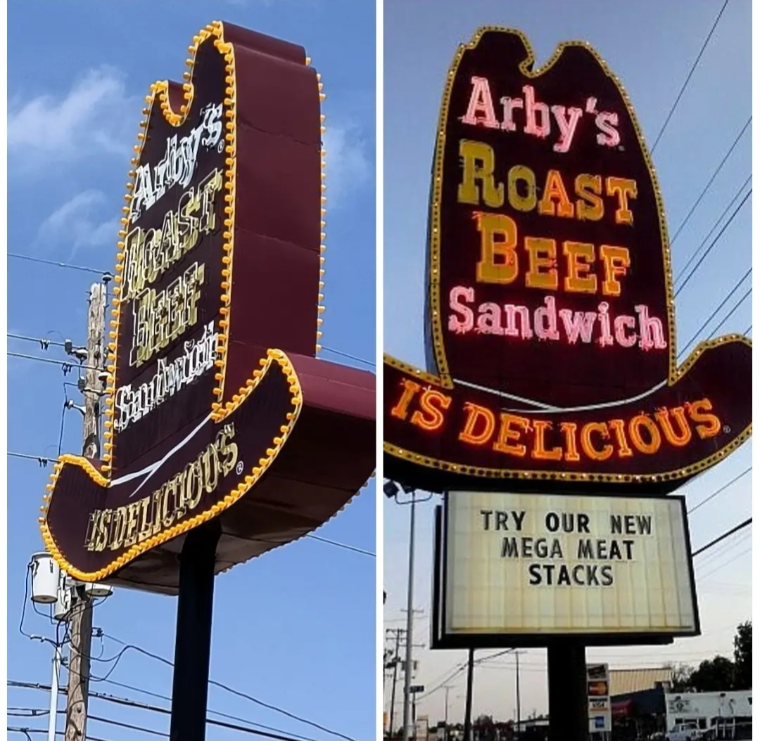 Danville Virginia still rocking the classic neon cowboy hat Arby's