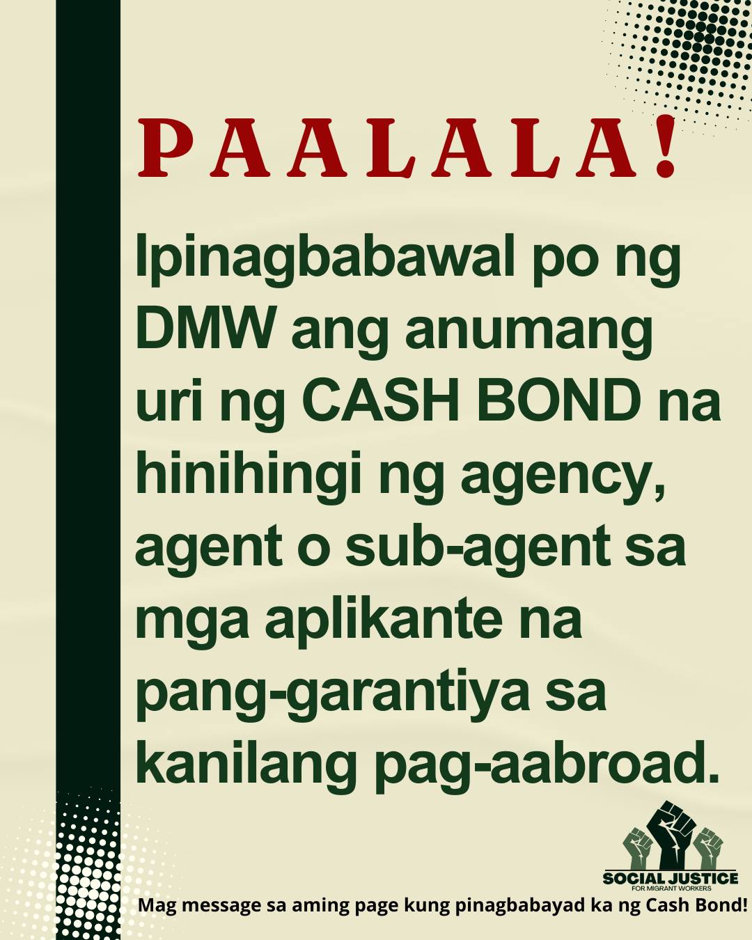Ano ang Cash Bond... - Social Justice for Migrant Workers | Facebook
