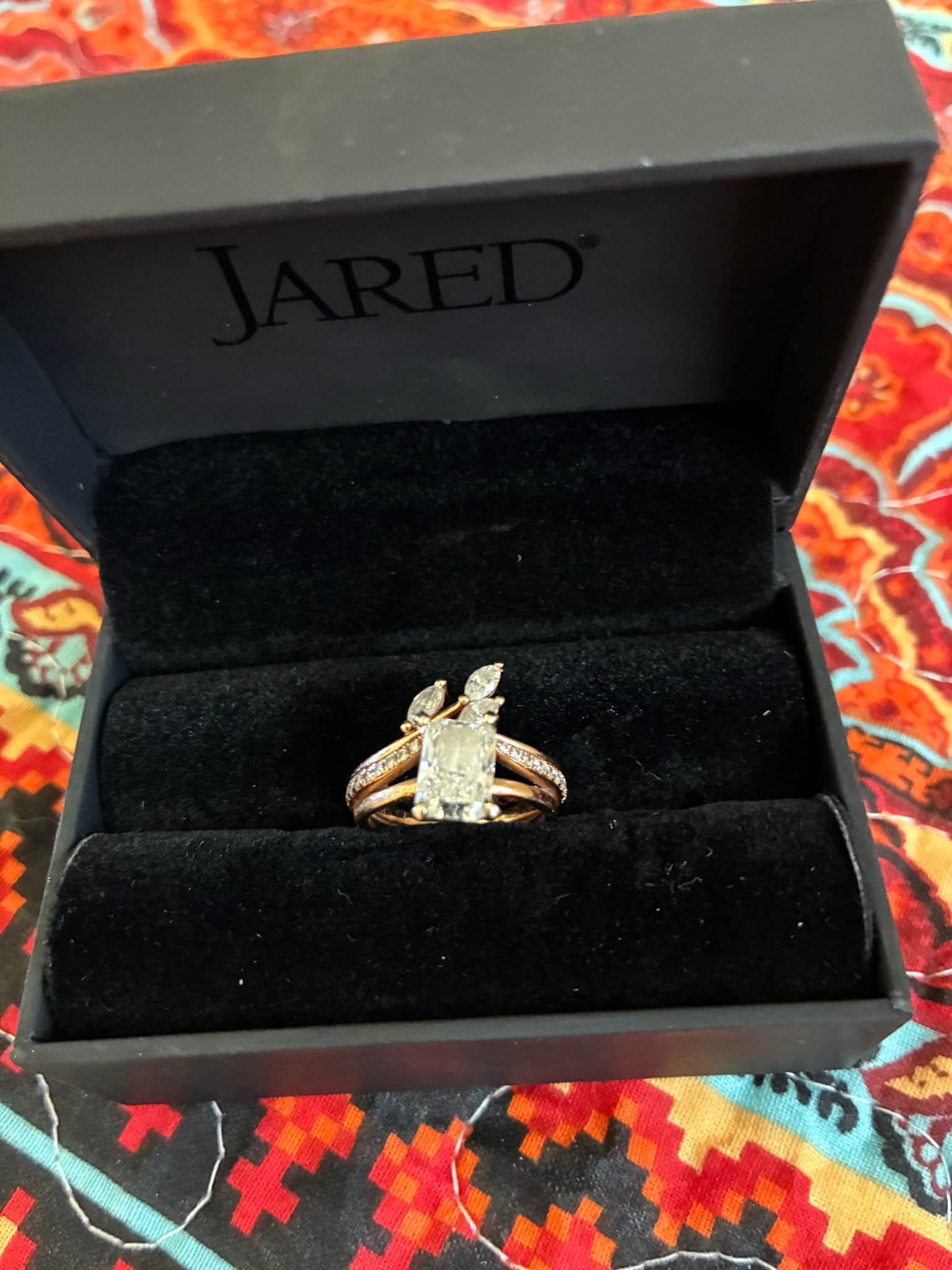 Custom 14K Rose Gold Wedding & Engagement Ring Set – Radiant Solitaire ...