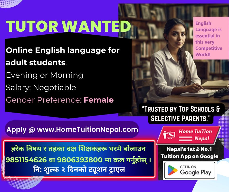 Online English Tutor Wanted for... - Teacher Placement Nepal