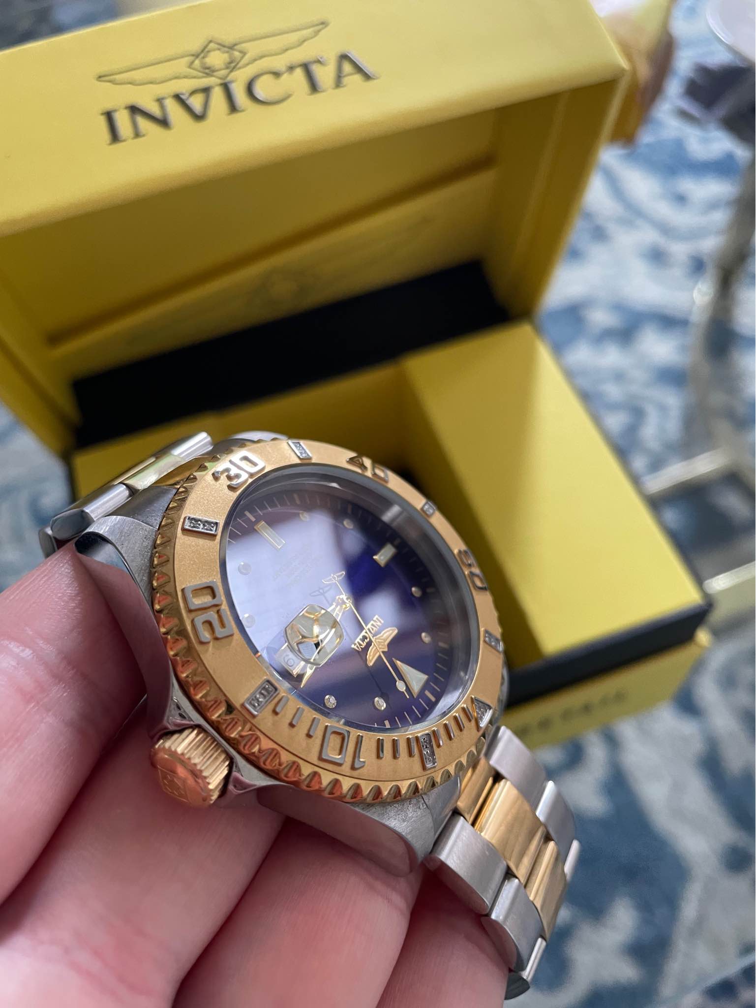 Invicta Dark Blue Pro Diver Diamond Men's 47mm Swiss Quartz 23 Diamonds ...
