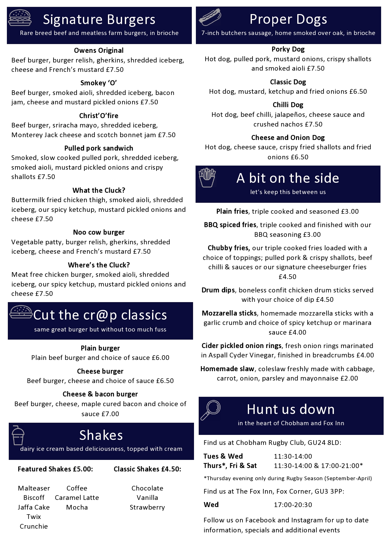 The Fox Inn - Today's menu plus the June special.