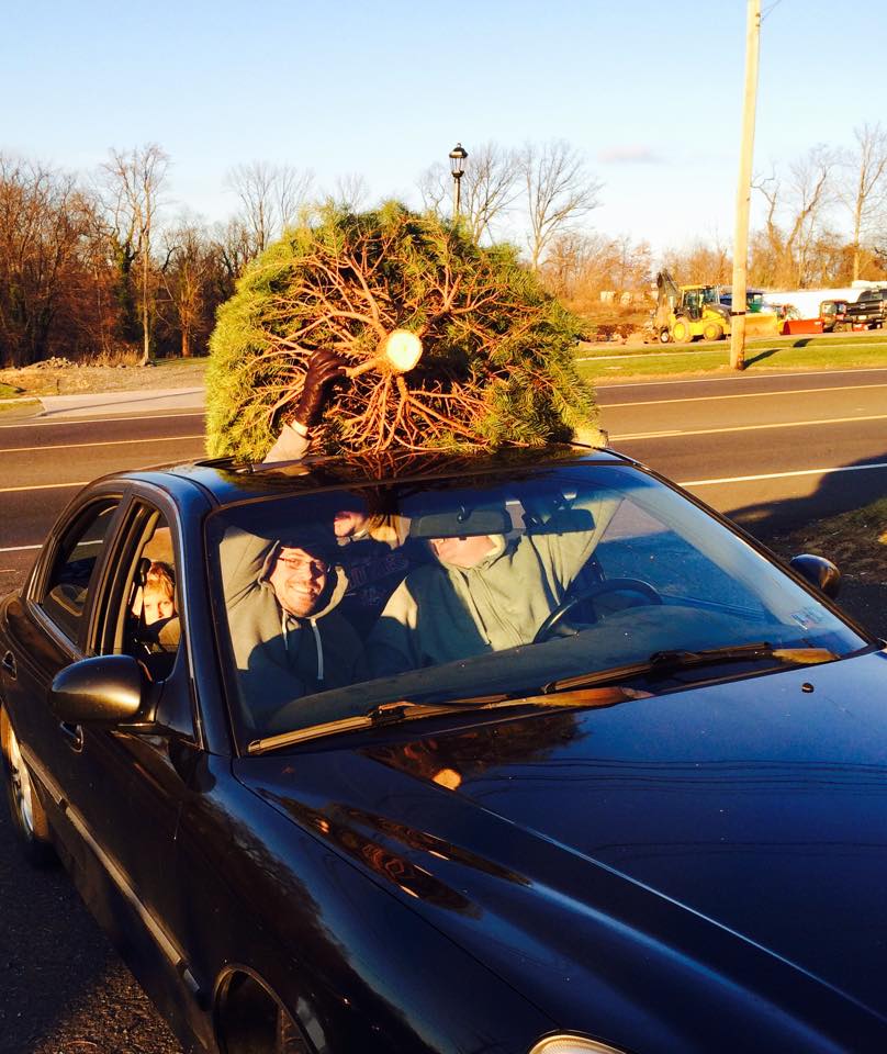 Here's a first...they didn't want Jimmy to tie tree to roof of their