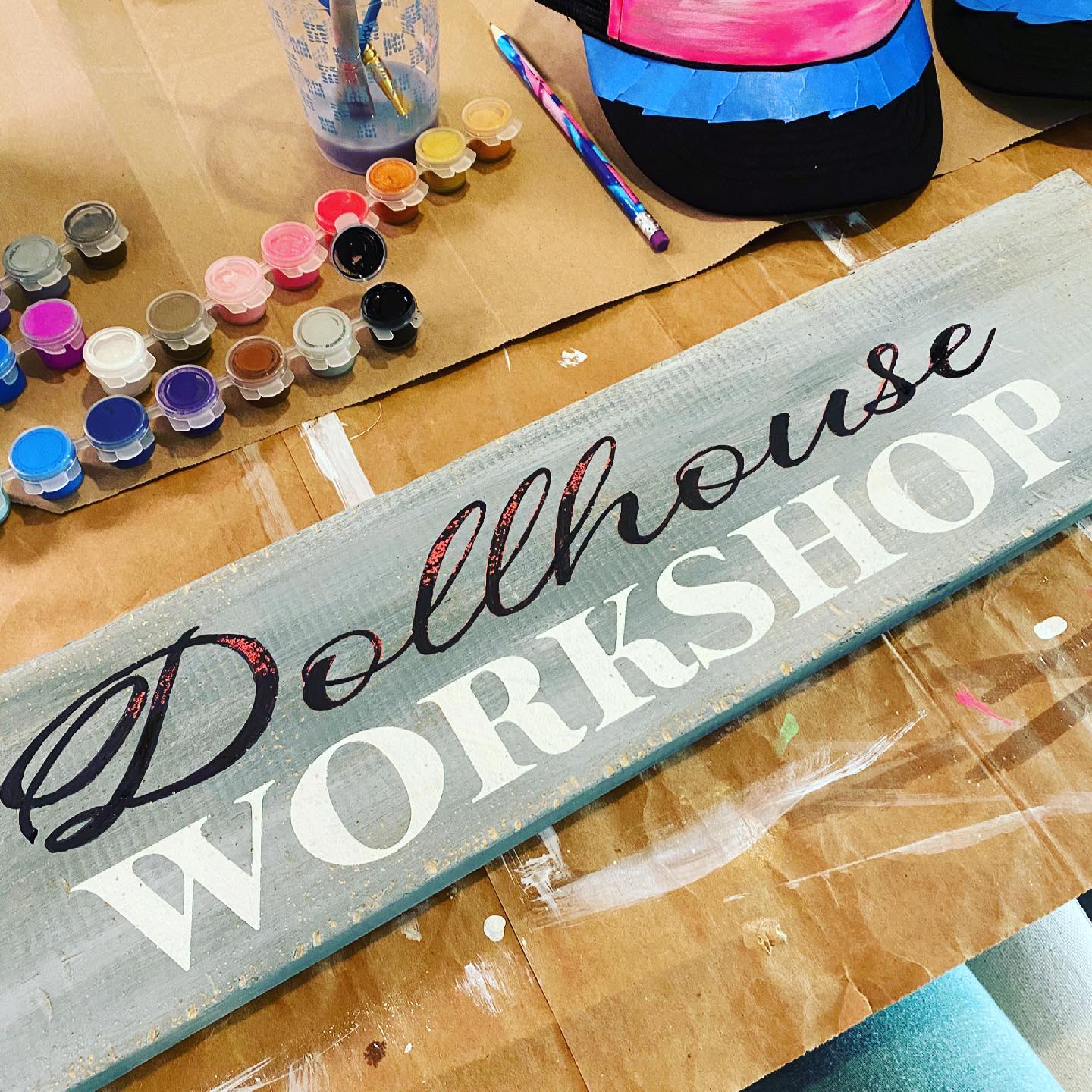 Workshop sign got a mini makeover... - The Designer Dollhouse | Facebook
