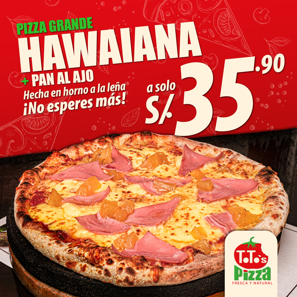 Toto's - ¡Disfruta de nuestra exquisita Pizza Hawaina! Hecha con salsa ...