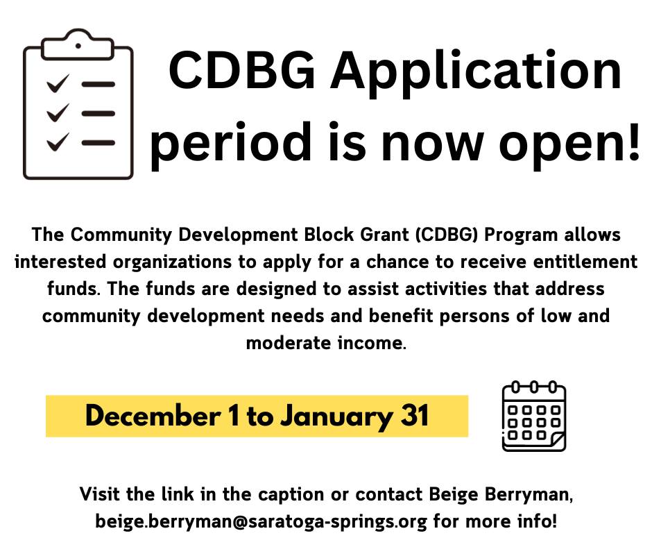 Reminder that the CDBG... - The City of Saratoga Springs, NY