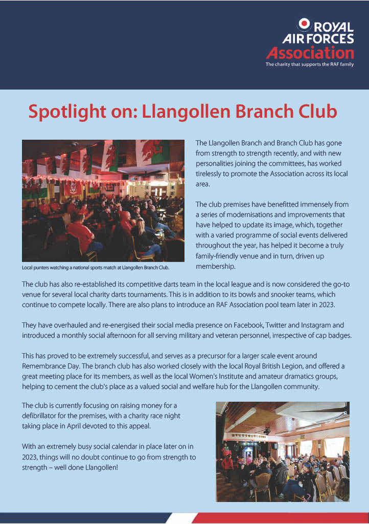 RAFA Club Llangollen Archive | Llangollen